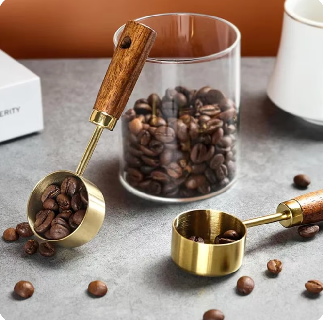 木製ハンドル付き ステンレスコーヒーメジャースプーン 15ml 計量スプーン