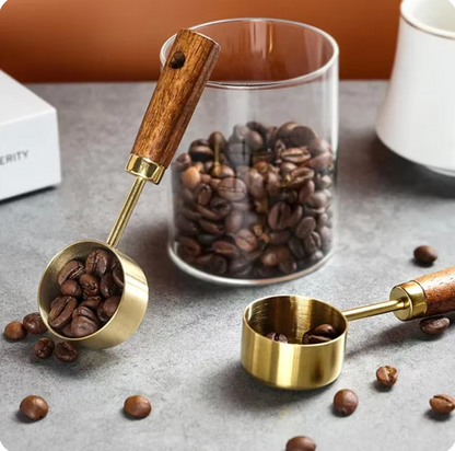 木製ハンドル付き ステンレスコーヒーメジャースプーン 15ml 計量スプーン