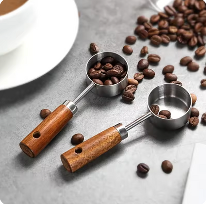 木製ハンドル付き ステンレスコーヒーメジャースプーン 15ml 計量スプーン
